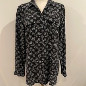 Equipment Dark Navy Blue Silk Shirt with Stars